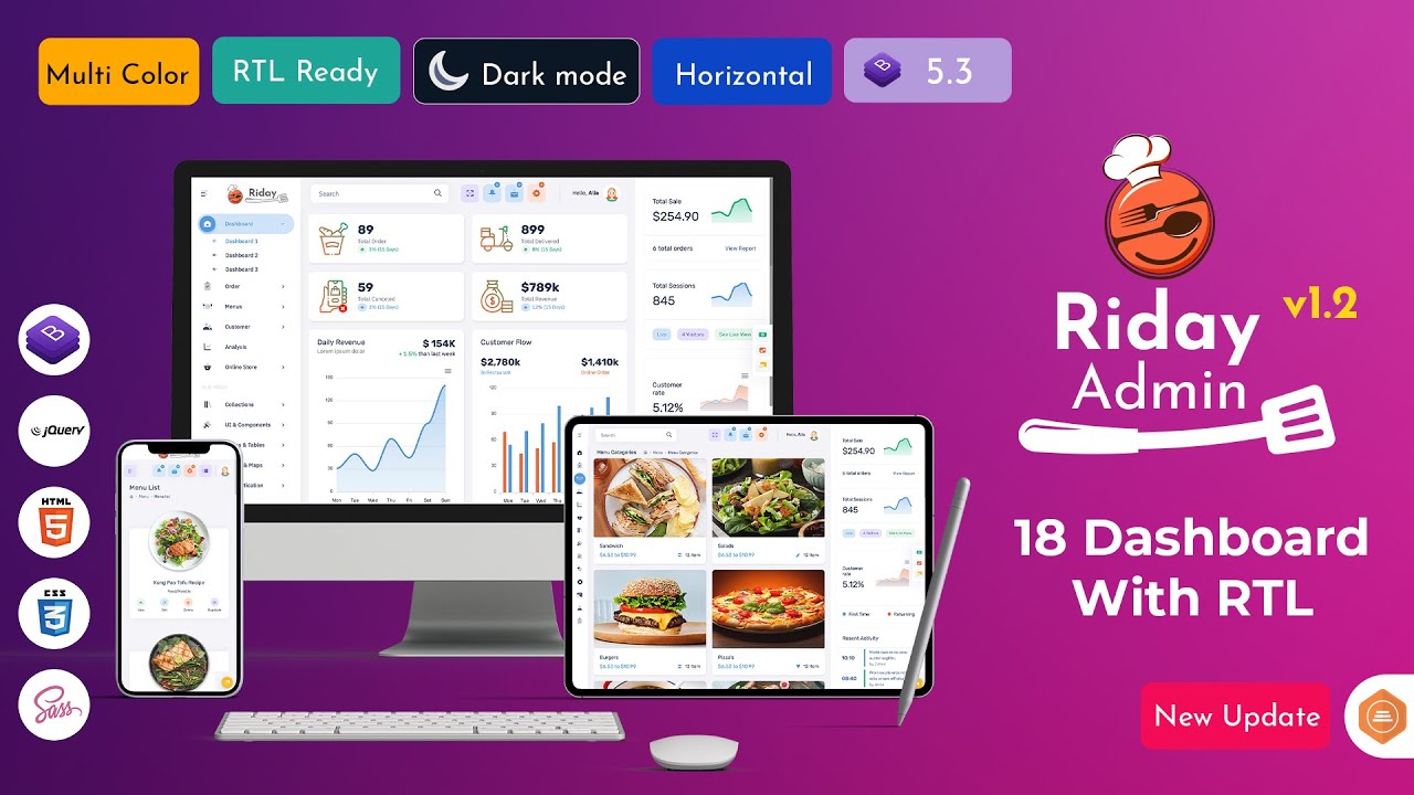 Restaurant Admin Dashboard UI Design for Orders, Menus & Kitchen Management