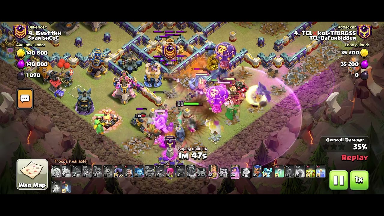 FIRE BALL WARDEN CHARGE with support troops meteor golem and totem spells🫰♥️ #ClashOfClans