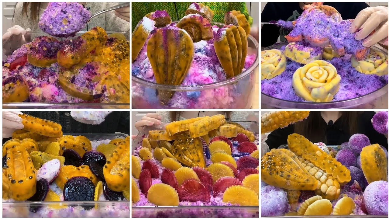 Yy || frozen passion fruit and shaved ice eating asmr only bites