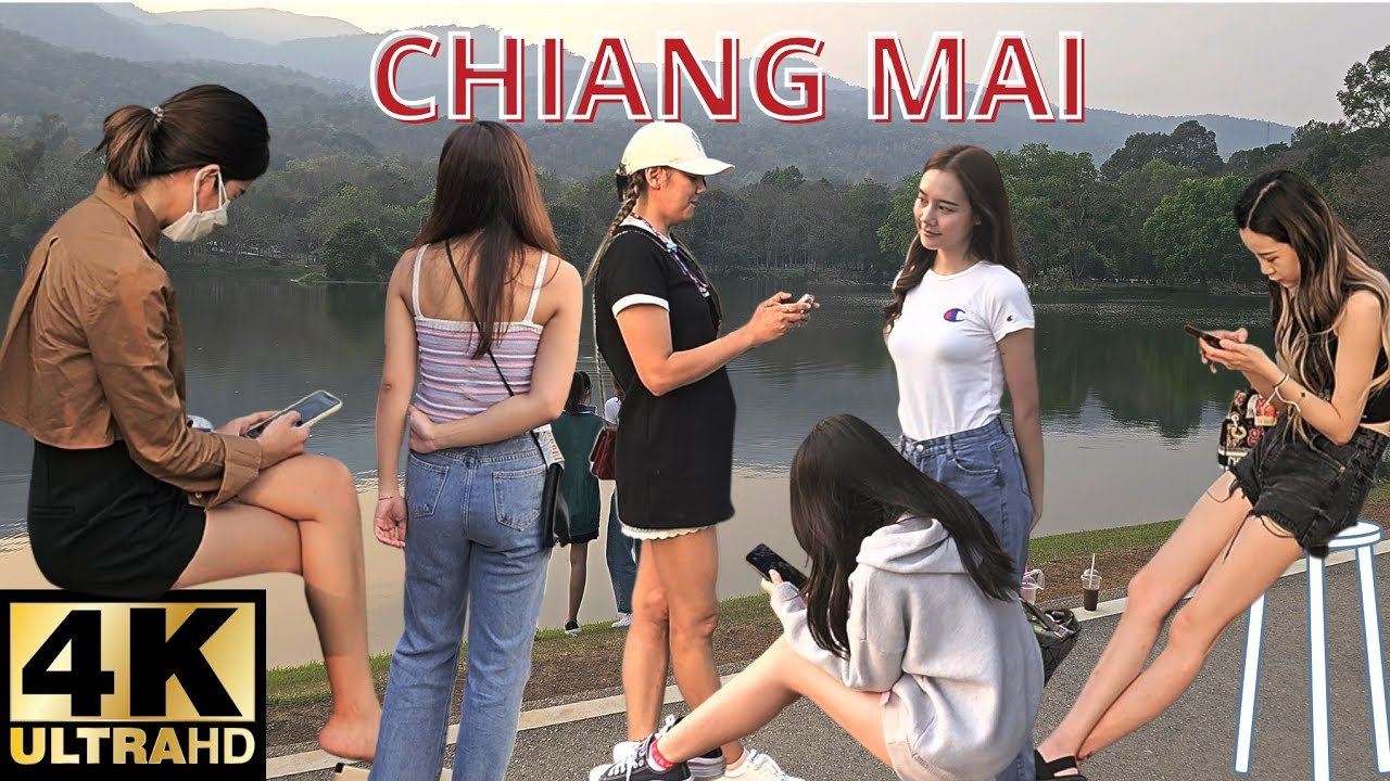 Discover the Best Sunset Spot at Chiang Mai University Lake | Lots of Student Girls [4K]