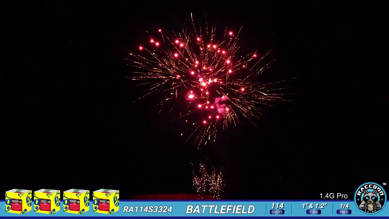 RA114S3324 BATTLEFIELD RACCOON FIREWORKS 1.4G Pro Line Compound Cake