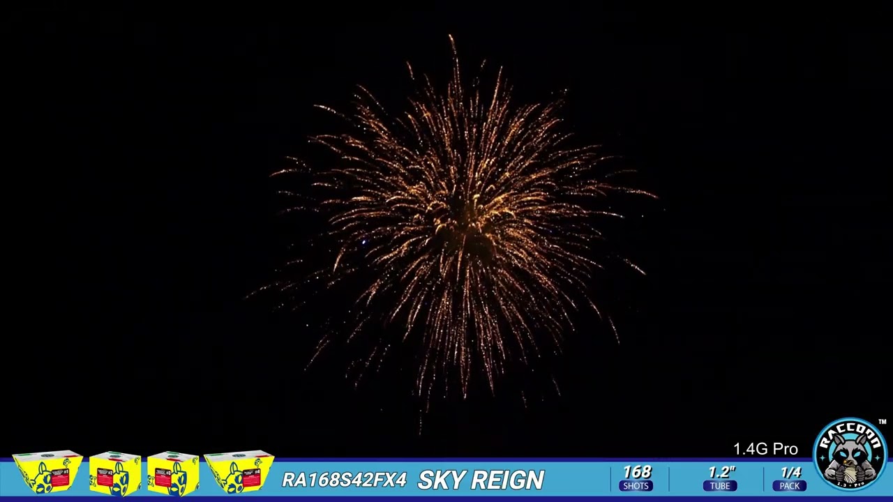 RA168S42FX4 SKY REIGN RACCOON FIREWORKS 1.4G Pro Line Compound Cake