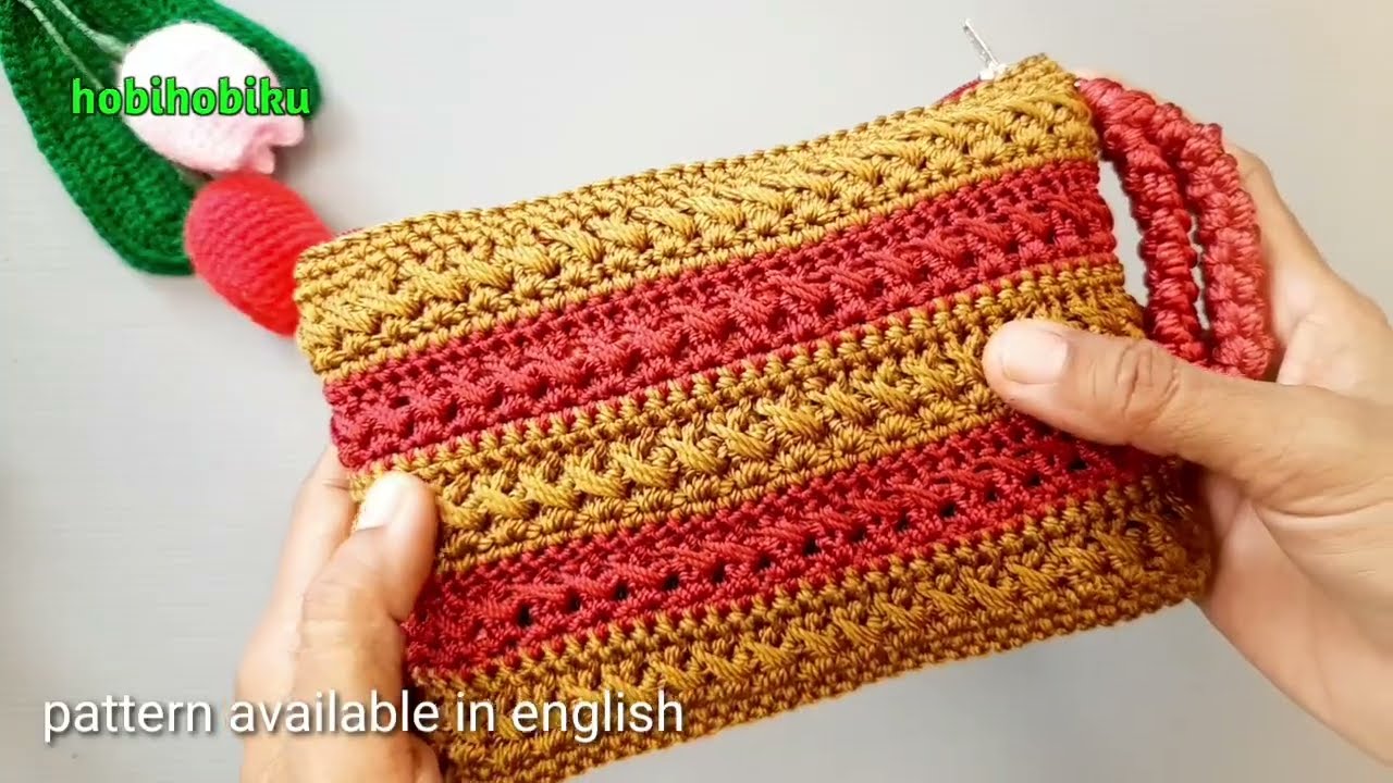 crochet pouch pattern || dompet rajut motif terbaru