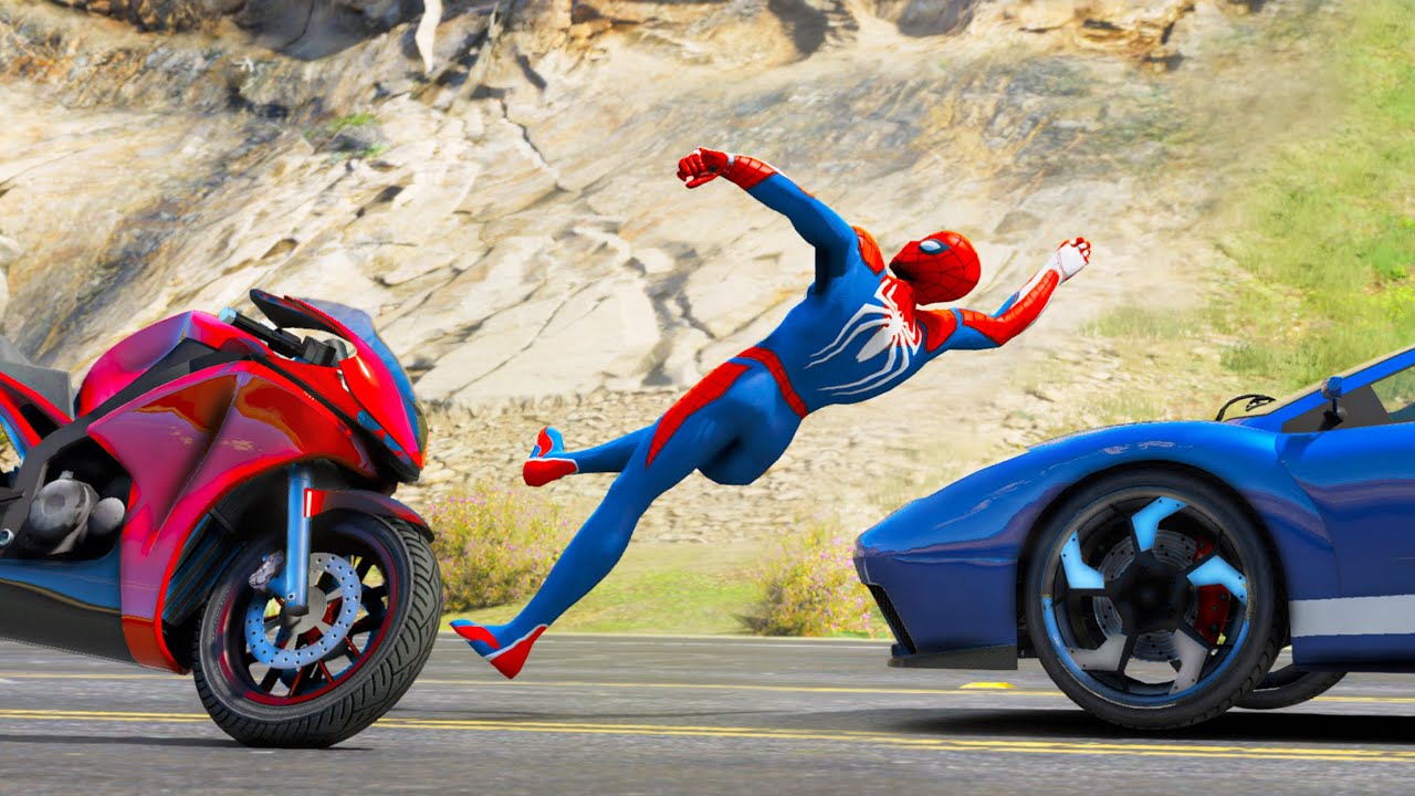 GTA5 SPIDERMAN Motocycle Stunt - Spider-man Bike Gameplay Ep - 5