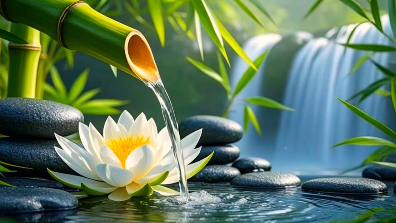 Relaxing Piano Music & Water Sounds, Deep Sleeping Music - Meditation Music,Water Fountain, Bamboo.