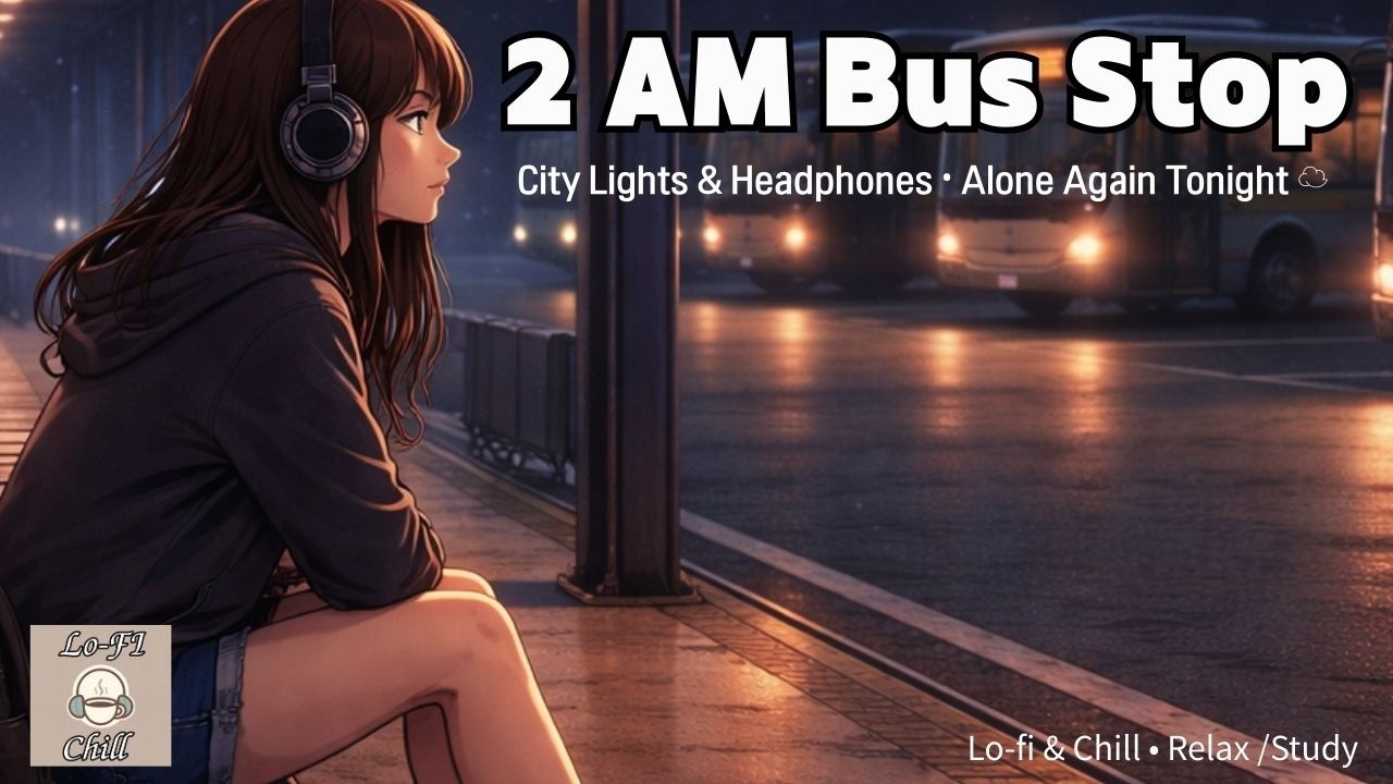 2 AM Bus Stop City Lights & Headphones • Alone Again Tonight ☁️