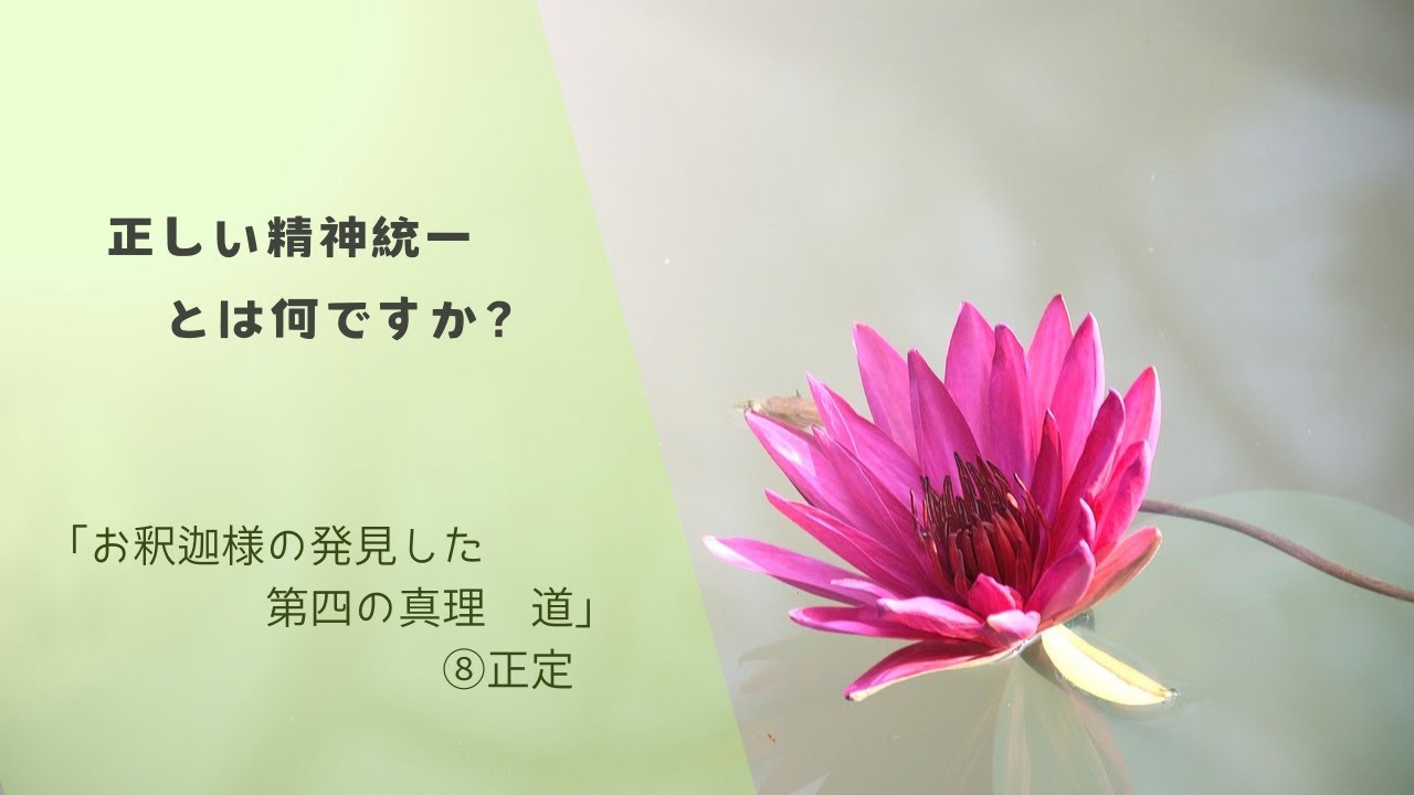 ⑧正しい精神統一とは何ですか？「お釈迦様の発見した 第四の真理　道」⑧正定