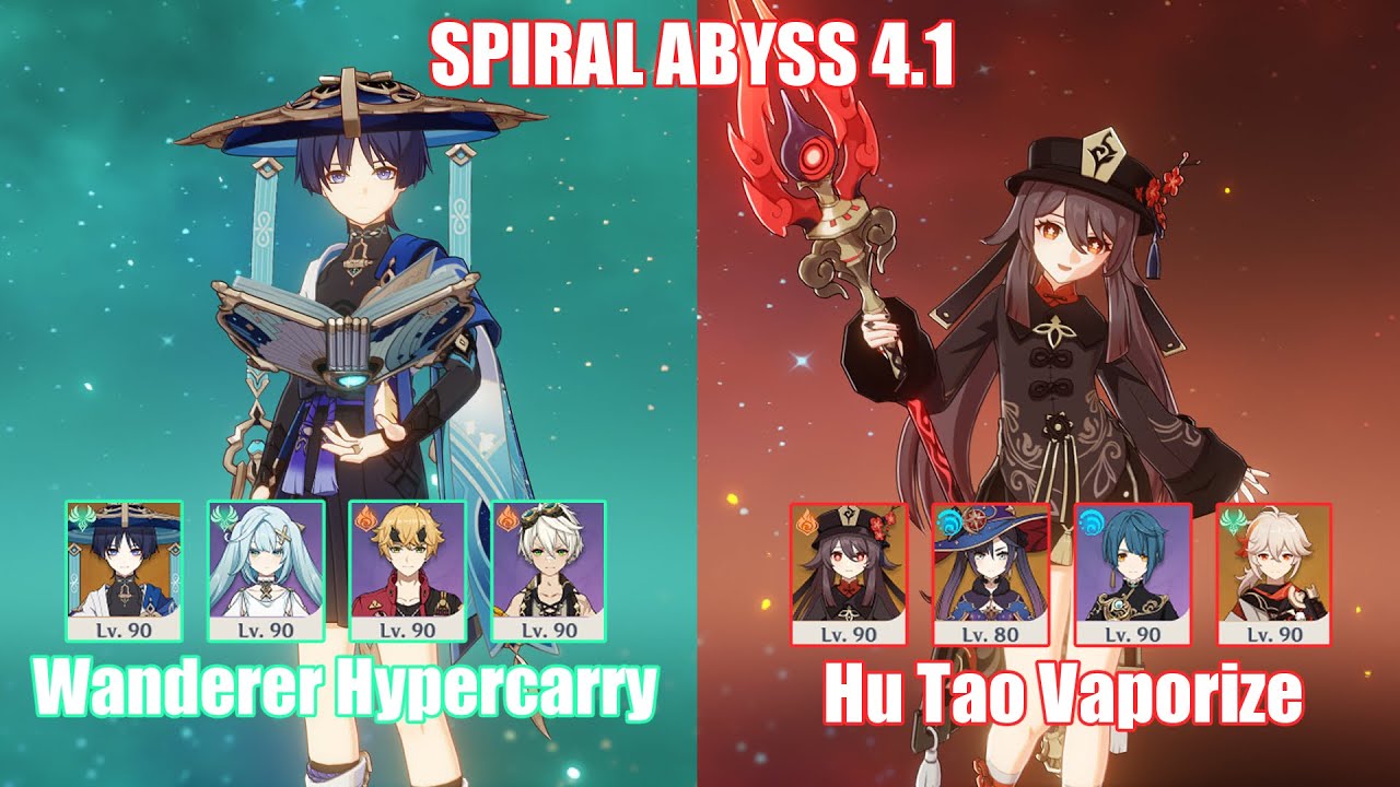 C0 Wanderer Hypercarry & C0 Hu Tao Vaporize | Spiral Abyss 4.1 | Genshin Impact