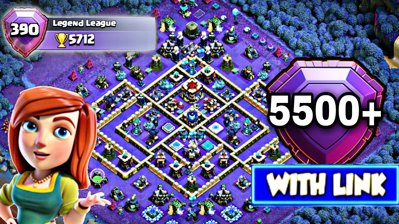 Th13 Trophy Base Layout with Link | Th13 Trophy Base Legend League - Clash with kvn