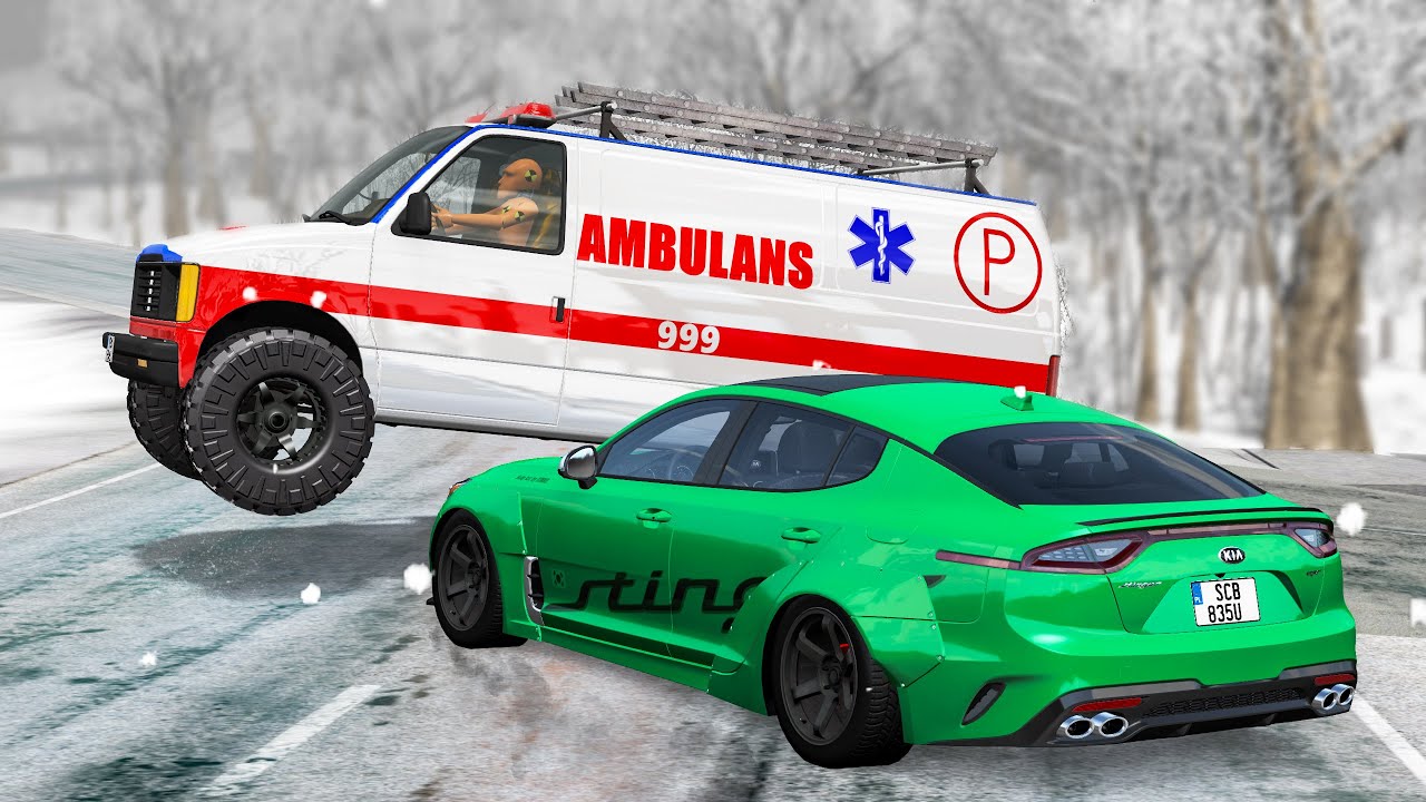 Ambulance crashes with Dummy #2 - Beamng drive