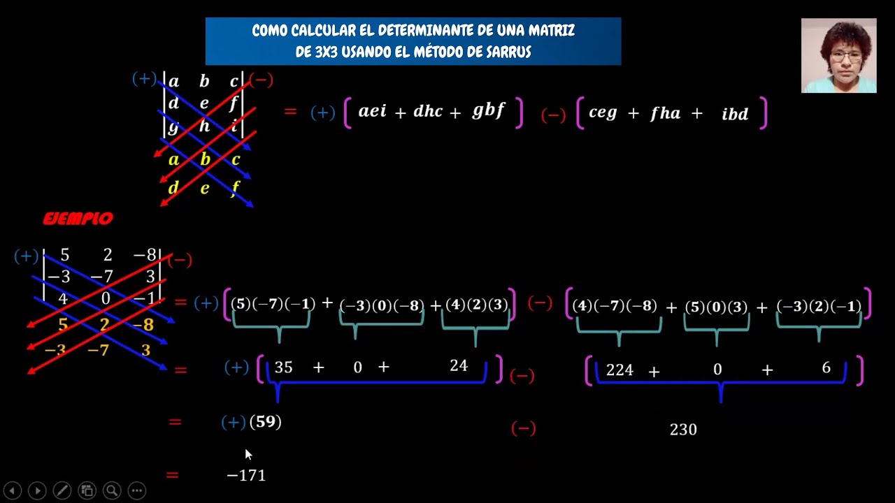 COMO CALCULAR EL DETERMINANTE DE UNA MATRIZ DE 3x3 USANDO EL MÉTODO DE SARRUS