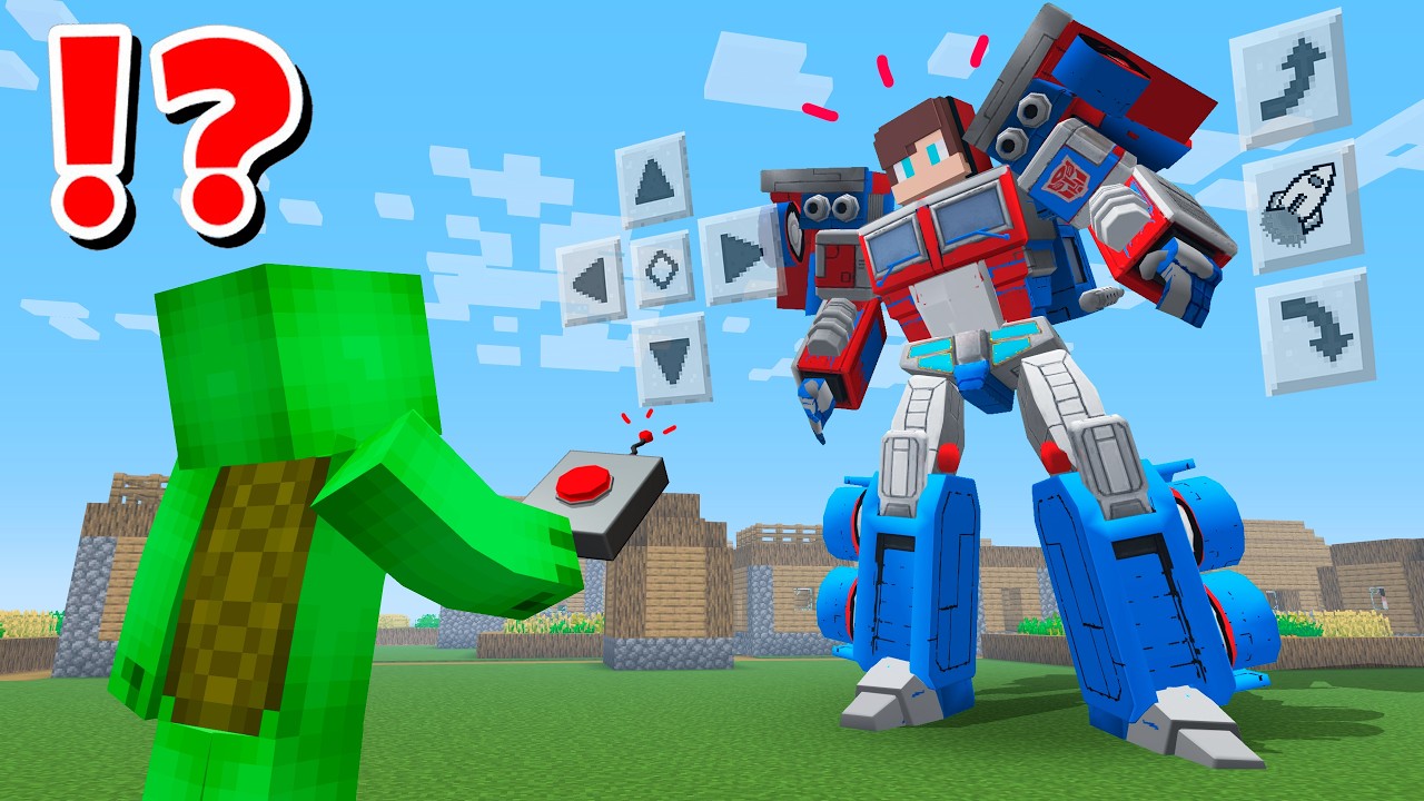 Mikey Controls JJ Transformer! Playing as JJ Optimus Prime in Minecraft - Maizen