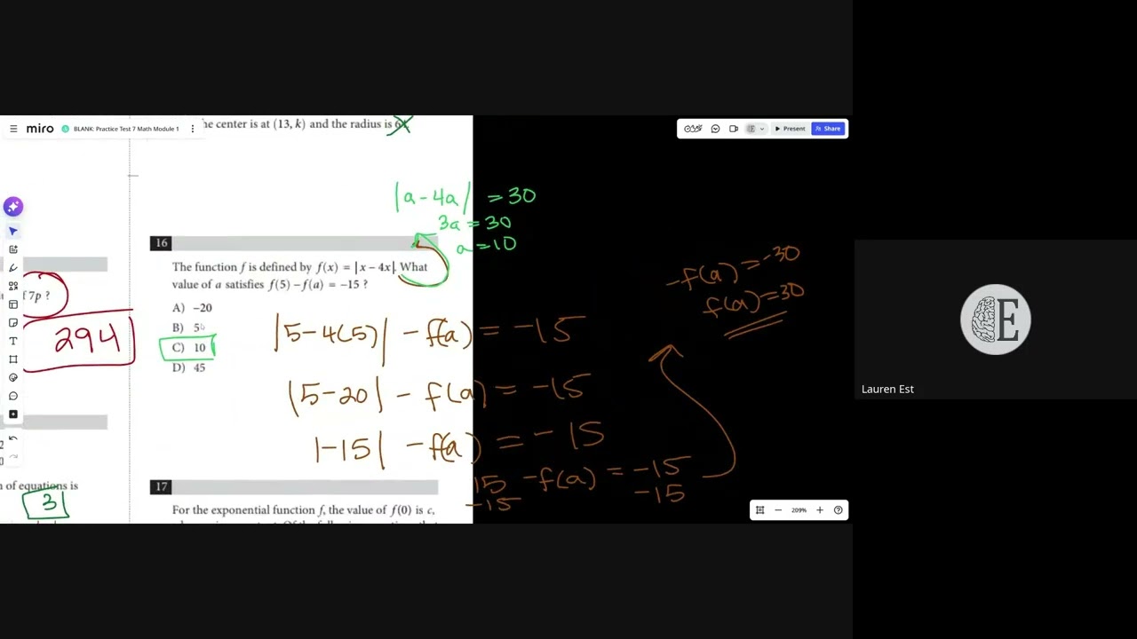 2026 SAT Practice Test 7 Math Module 1 Speed Run