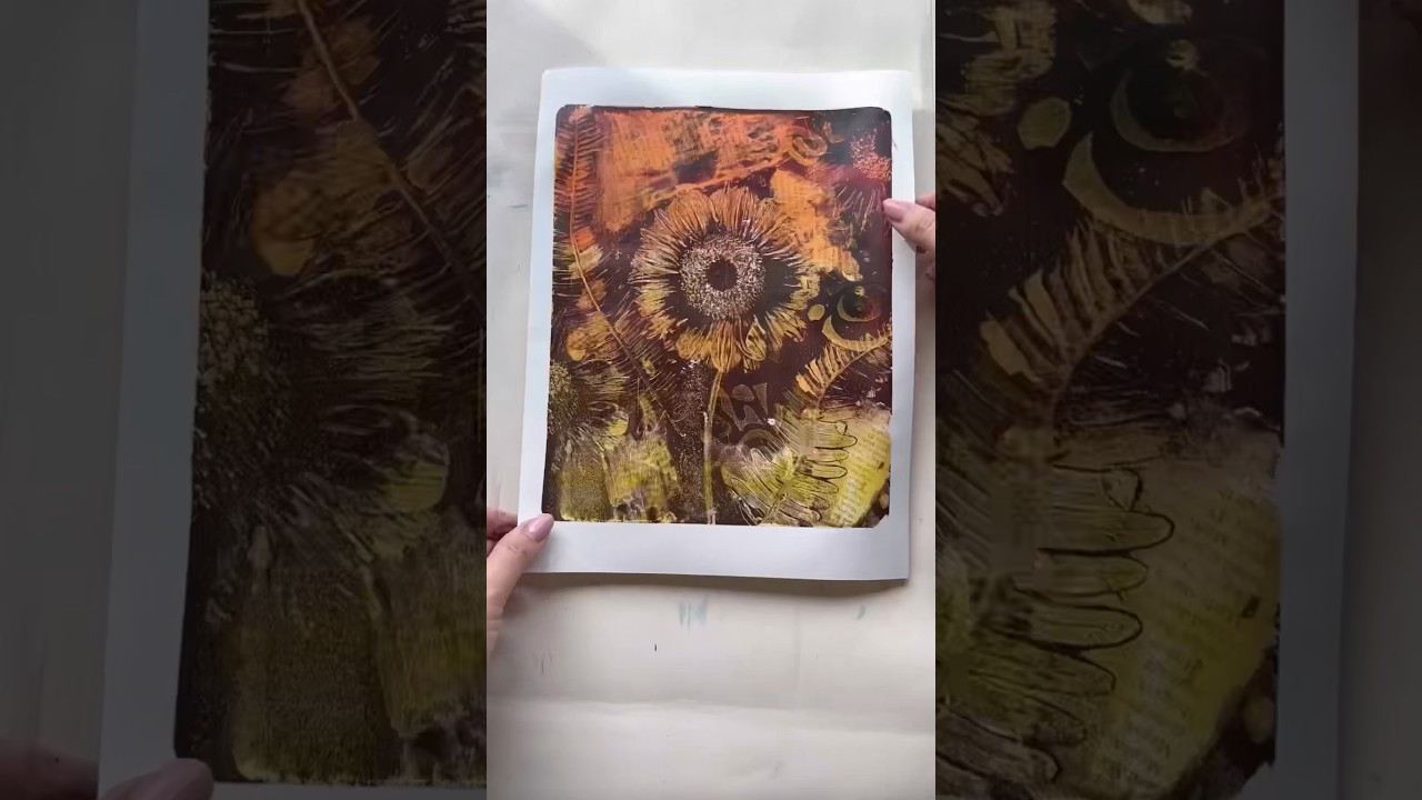 Botanical gel print #gelprint #gelprinting #shortvideo #monoprinting #gelliarts #gelpress