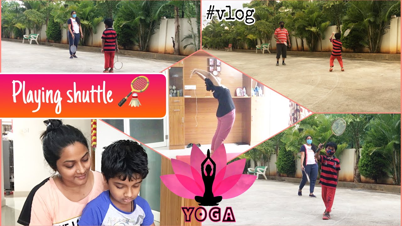 #VLOG Morning Workout🏋️‍♀️ & Yoga🧘‍♀️ || Playing Shuttle🏸 With My Hubby & Pandu ||