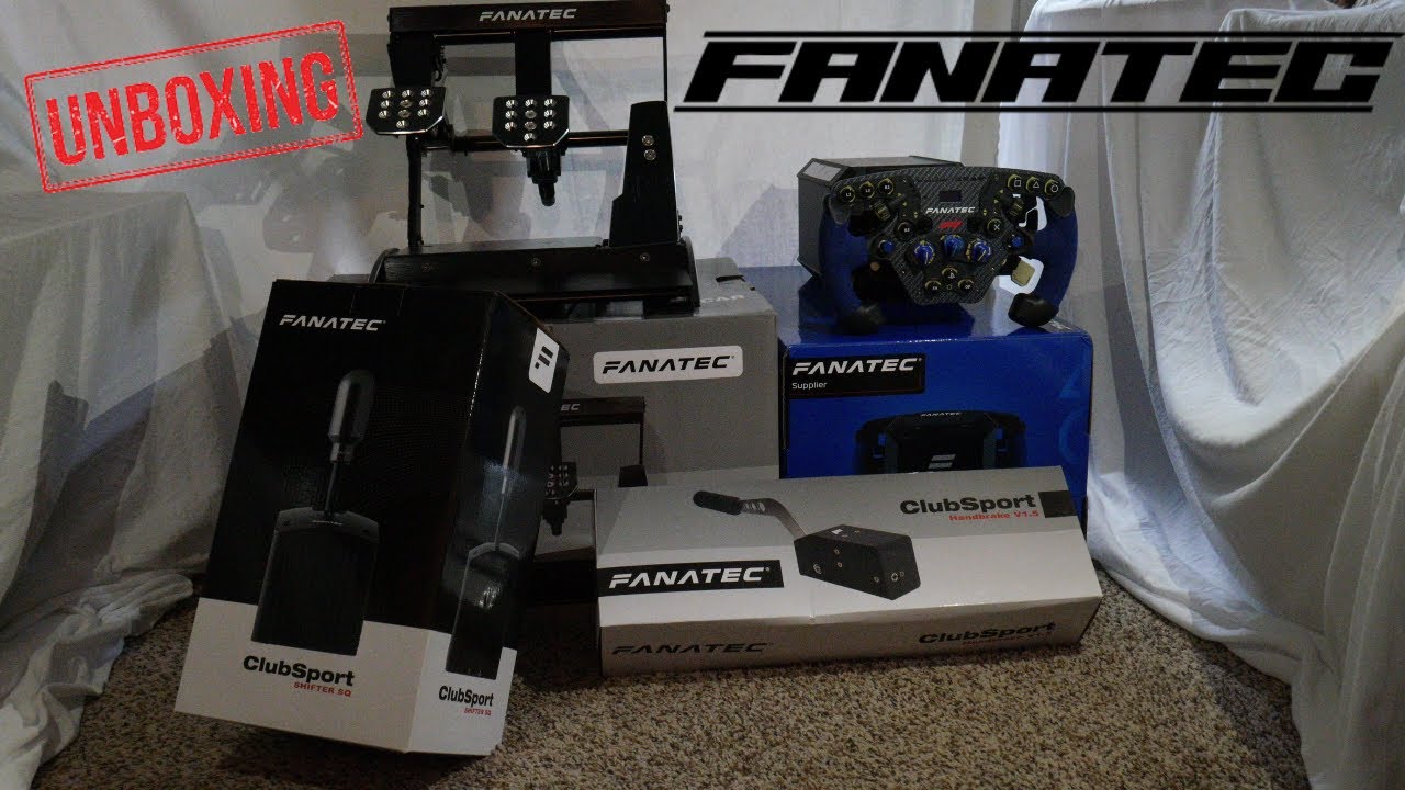 Unboxing Fanatec F1 Podium Racing Wheel, ClubSport Shifter, Hand brake, and V3 Inverted Pedals!