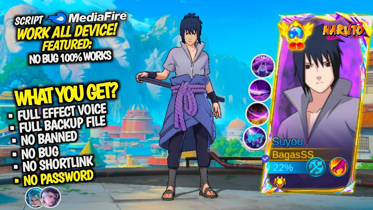 NEW Script Skin Suyou Sasuke Uchiha - No Password Mediafire - Full Effect Voice | Latest Patch