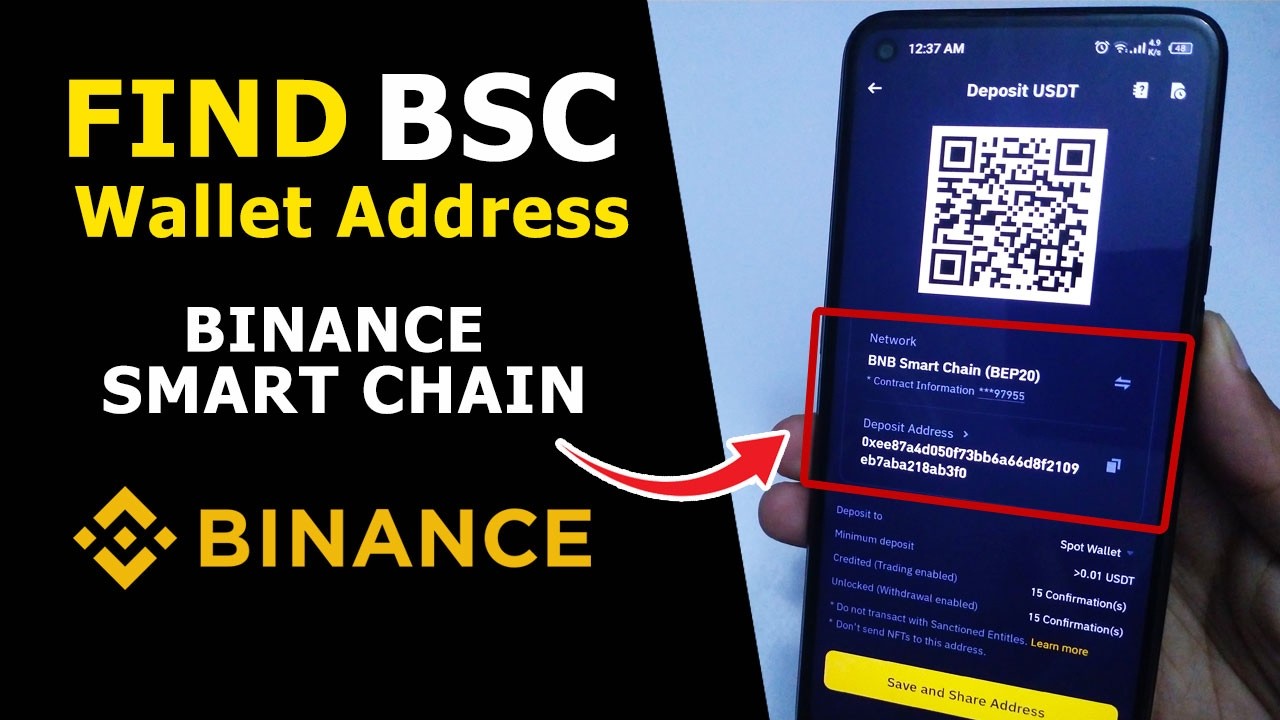 How to Find & Copy Binance Smart Chain (BSC) Wallet Address in Binance with QR Code