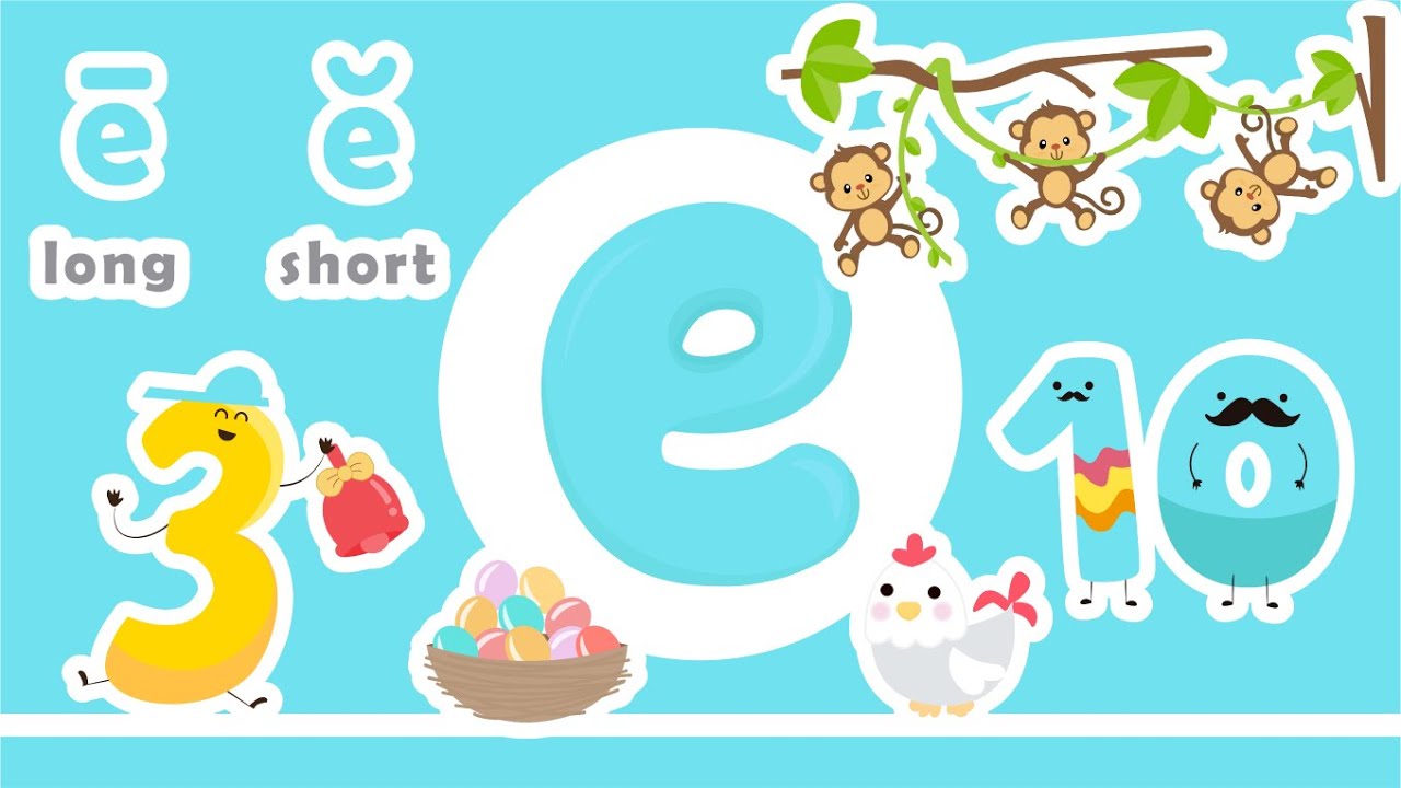 Phonics for Kids - Vowel Sound - Short e - long e - Kids Learning