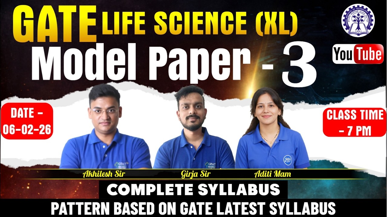 Model Paper&ndash;3 | GATE 2026 Life Science (XL) | Complete Syllabus | Latest GATE Pattern
