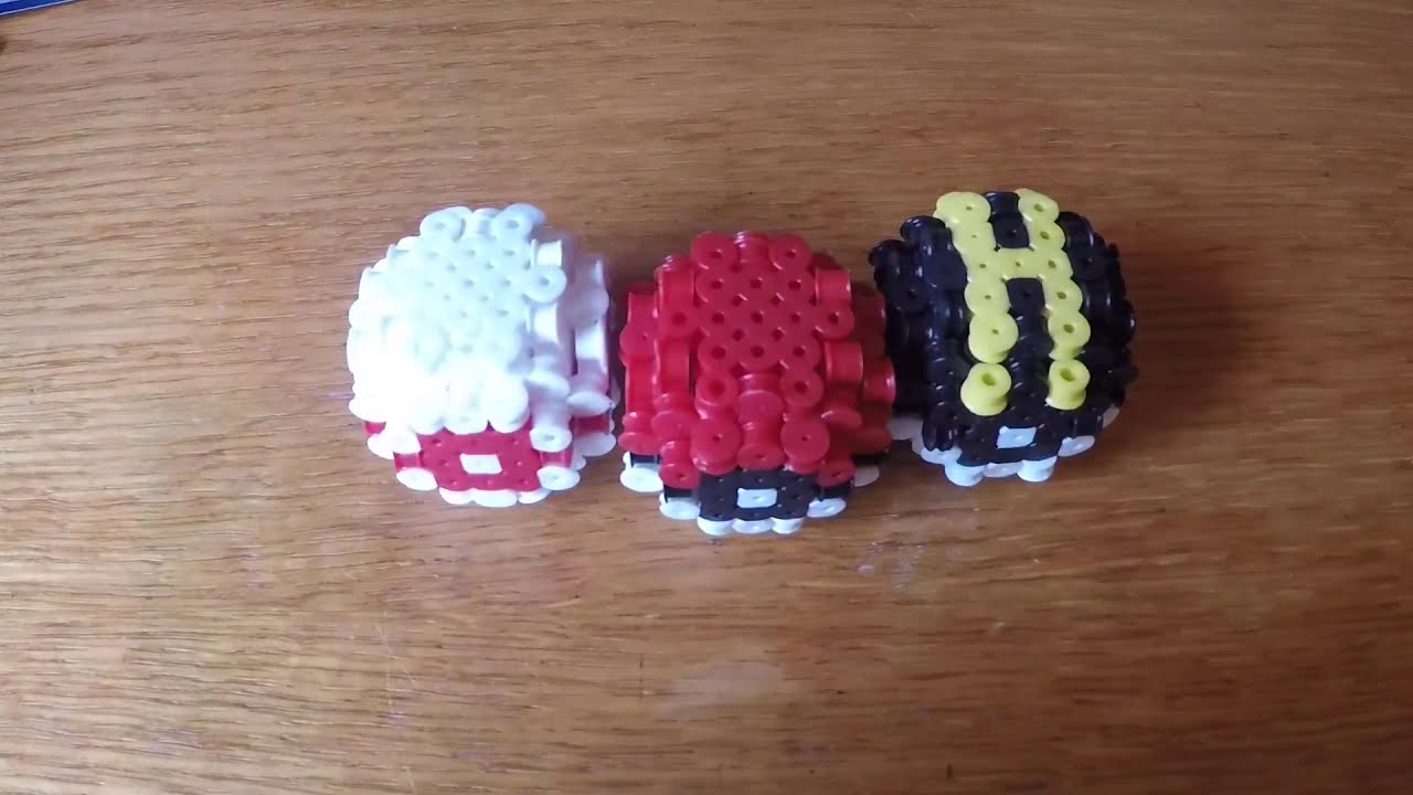 Perler bead pokeballs