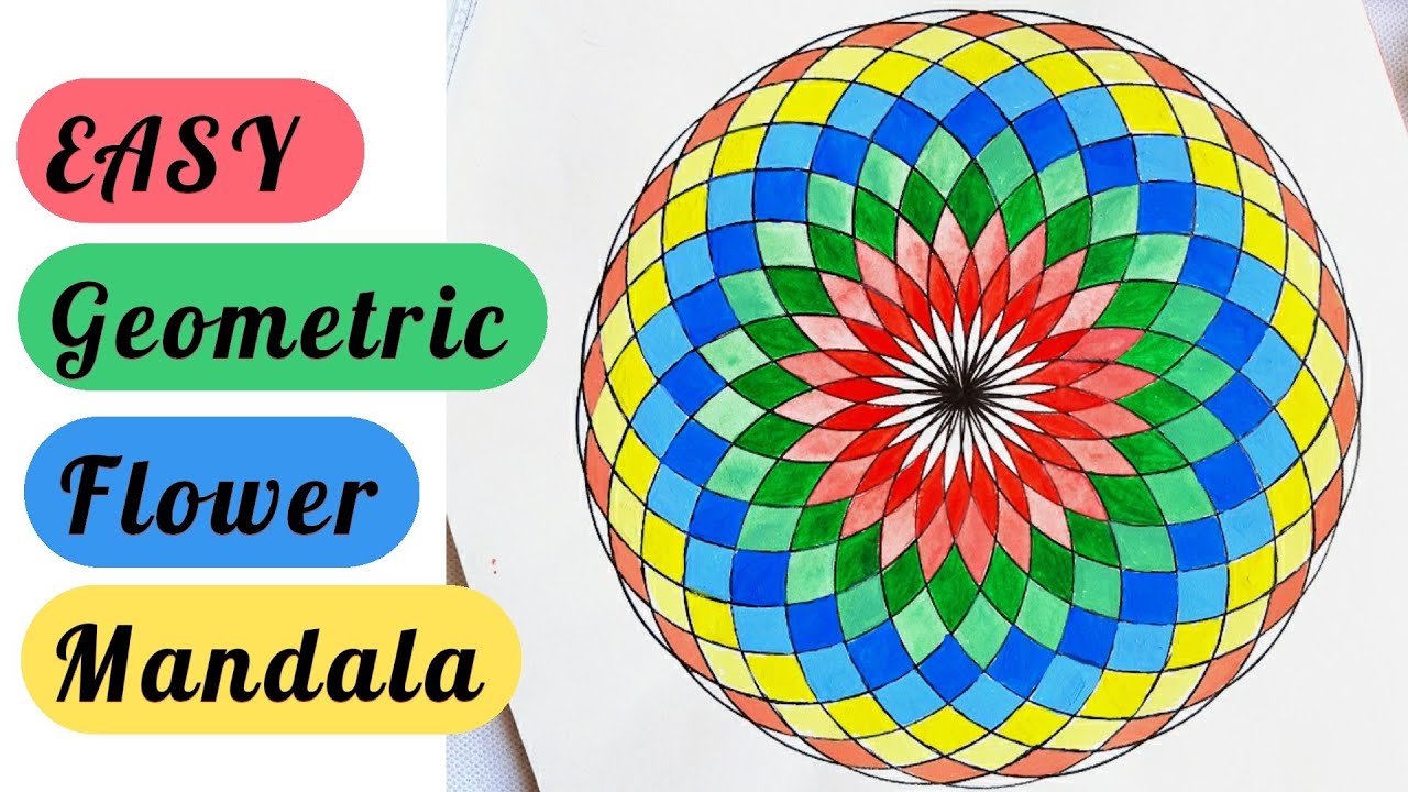 Easy Geometric Flower Mandala for beginner | Simple flower Mandala with compass