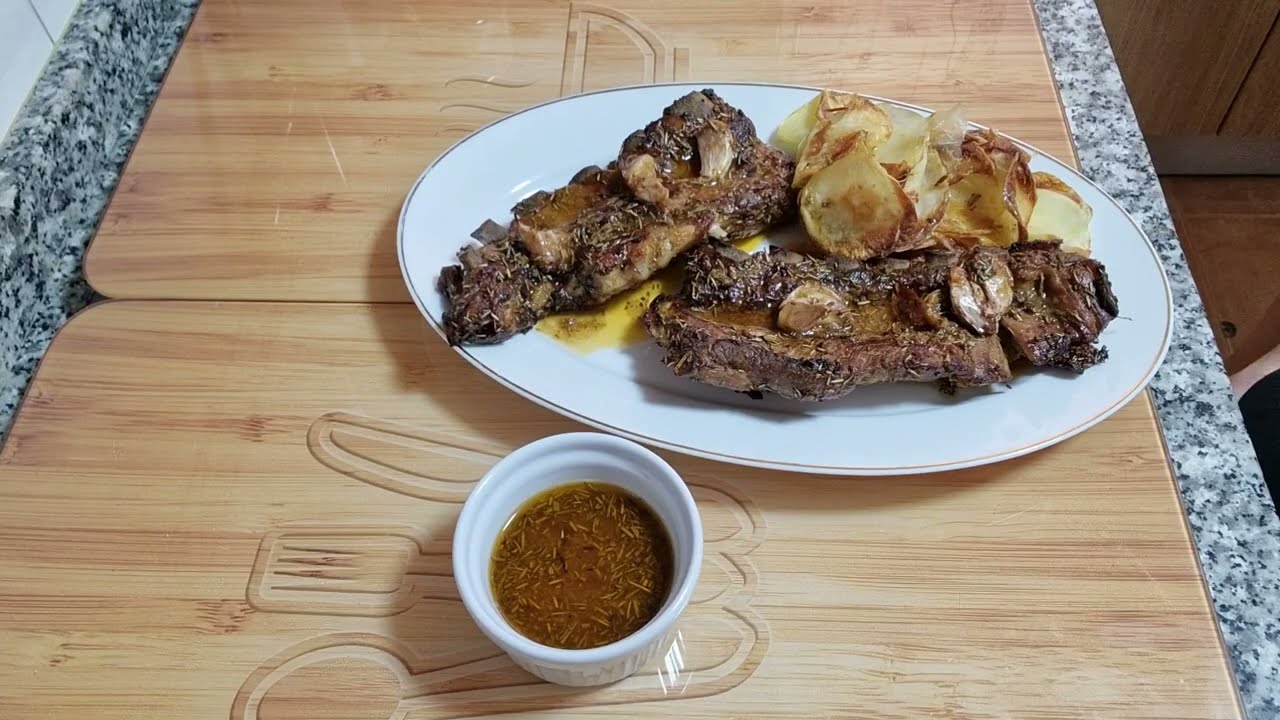 Costillas de Cerdo Barbacoa y Patatas Chip en Airfryer