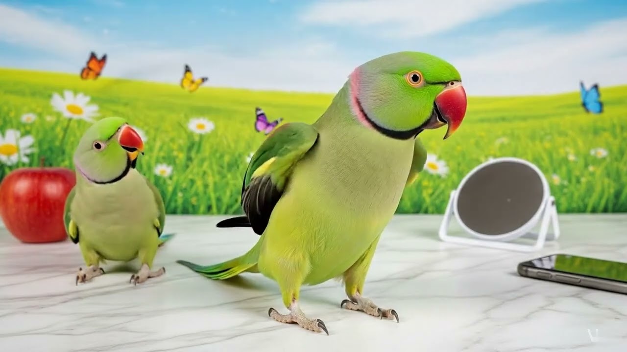 Green Parrot Sweet Chirping