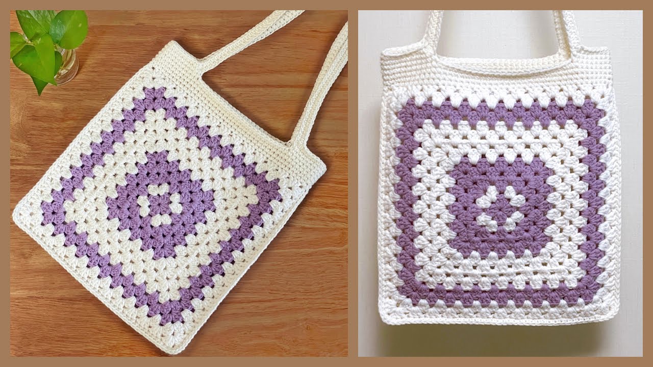 [ENG] 그래니스퀘어 모티브 가방 뜨기, 코바늘 가방, Granny Square Bag