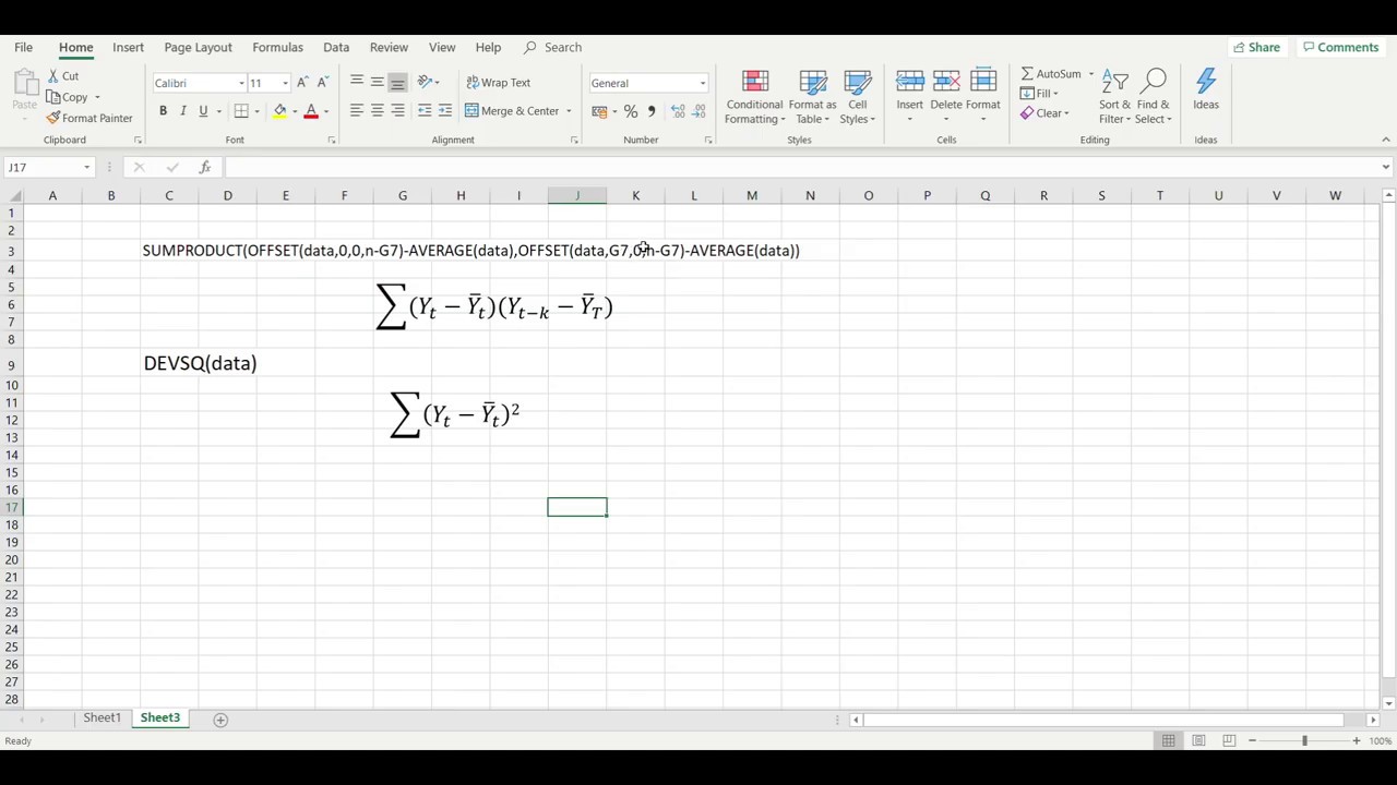 autocorrelation with excel