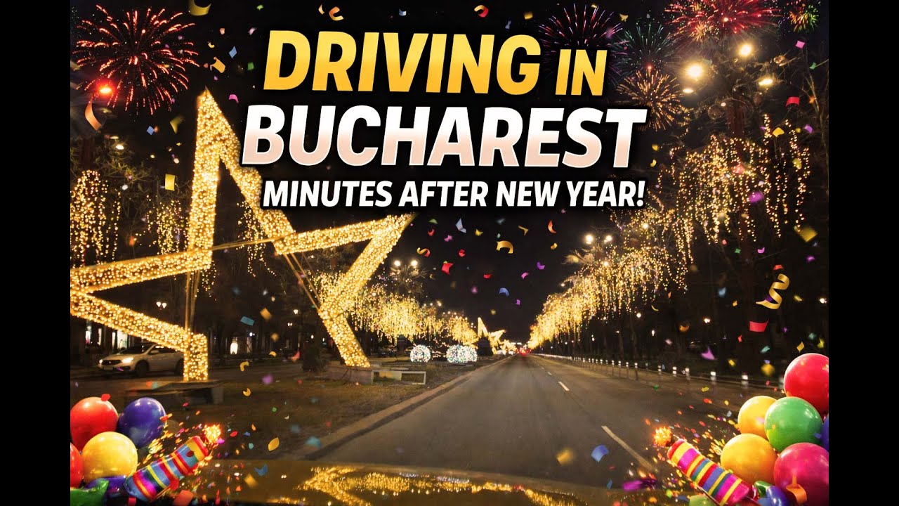 No Snow, No Traffic, No Alcohol, Just Driving in Bucharest, Minutes After the New Year! 🇷🇴