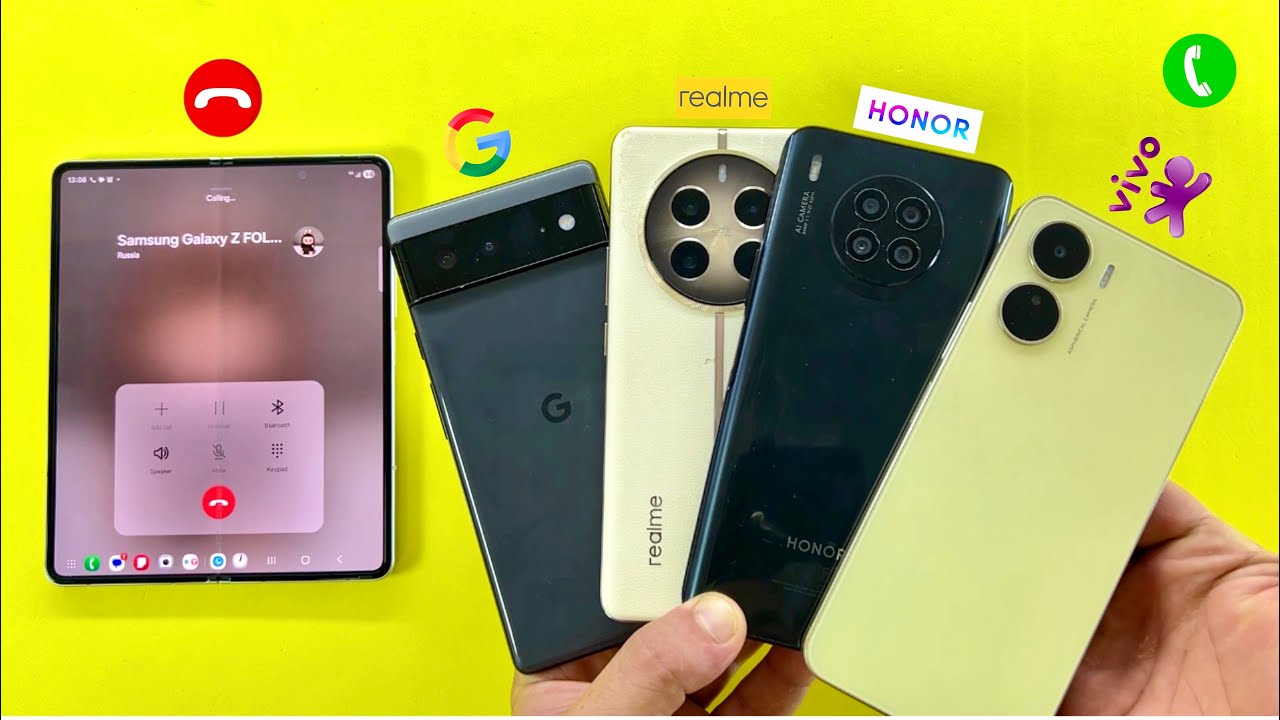 Samsung Z Fold3 calling on Google Pixel6, Realme12Pro,HONOR 50Lite,ViVo Y16 | Incoming Outgoing Call