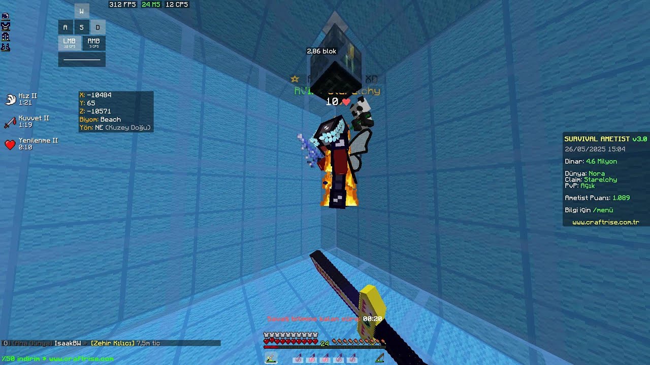 5X BUZ KESTİM/ DURDURULAMAM PVP / 20X KRAL ZEHİR KESME PVP/ Craftrise Survival Ametist PVP/Artemis