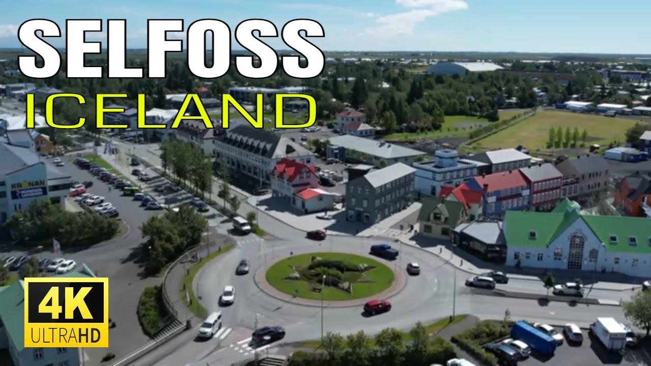 Selfoss, Iceland. As seen from drone. 4K / 50 fps