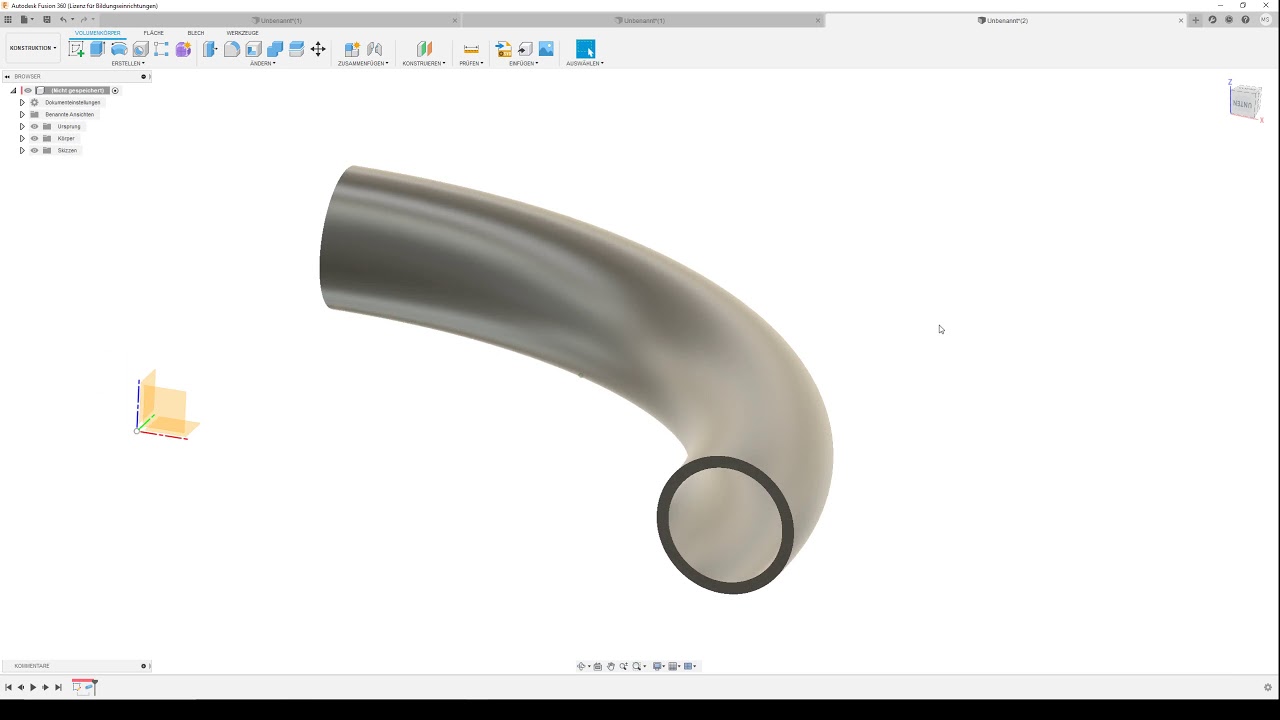 Fusion 360 Konstruktion Rohrbogen - 5 Wege zum gleichen Teil