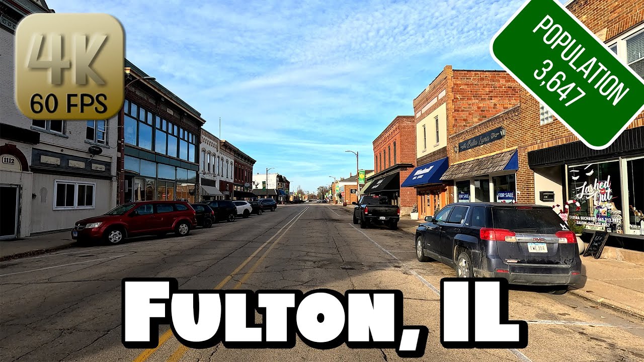 Driving Around Small Town Fulton, Illinois in 4k Video