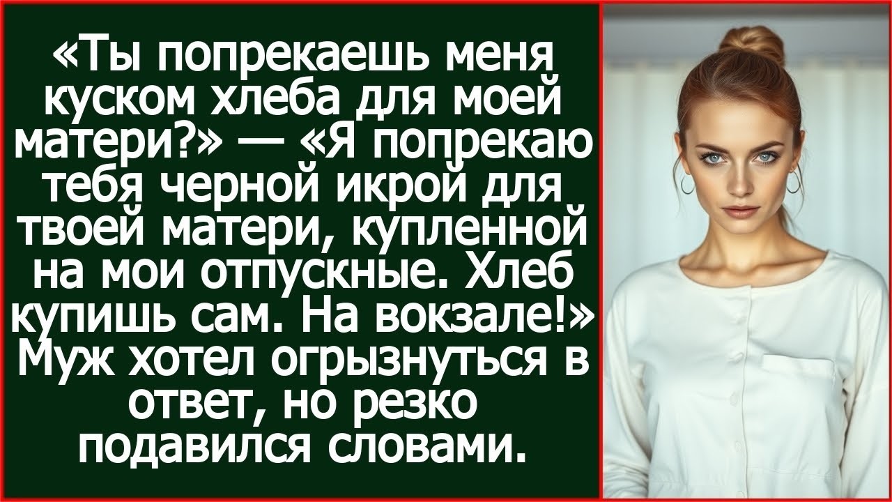 Ты купил черную икру для своей матери на мои отпускные_ Отлично! Хлеб купишь на свои. На вокзале.