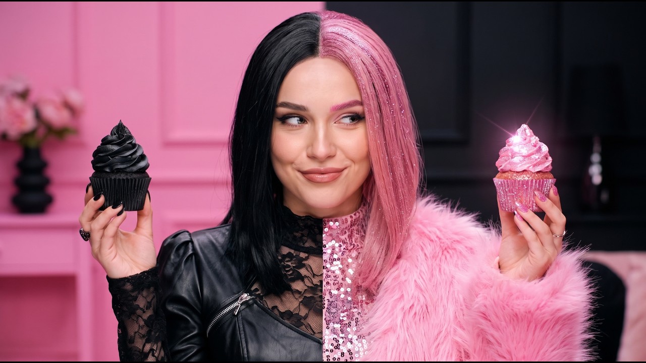 ЧЕЛЛЕНДЖ «РОЗОВЫЙ VS ЧЕРНОГО»! 💖🖤 Полное преображение в один цвет! Лайфхаки С Едой от 123 GO! Galaxy
