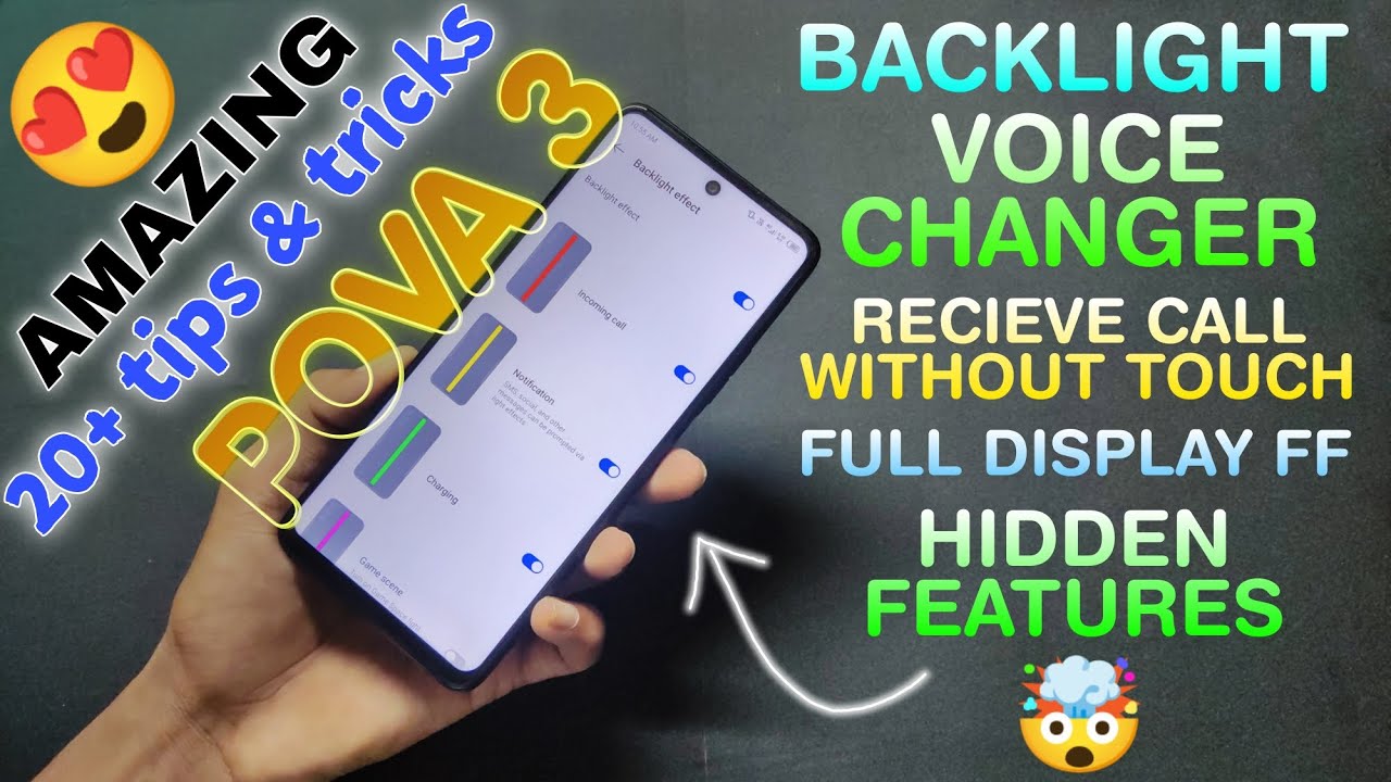 Tecno Pova 3 Amazing features 😱 Backlight, Gaming button, voice changer, use phone without touch🤯