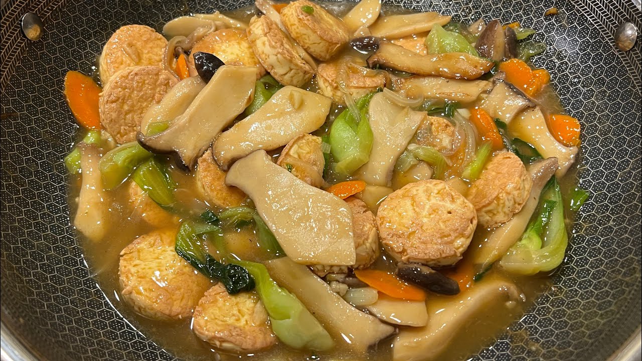 Stir-Fried Egg Tofu with Mushrooms #chinesefood