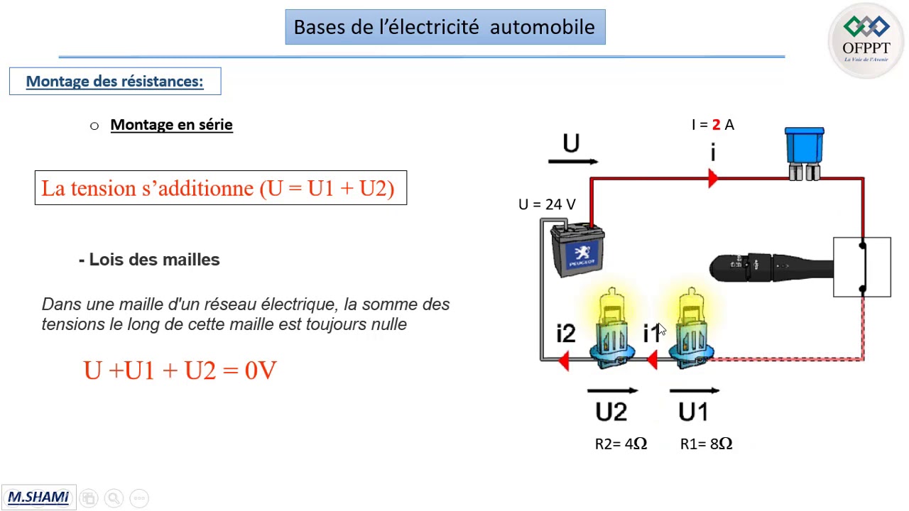 Bases de l’électricité  automobile 7 la résistance montage en parallèle