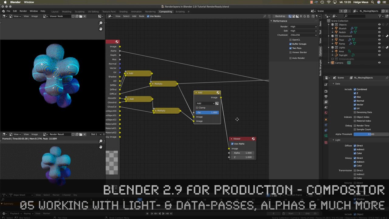 Blender 2.9 for Production - 05 Working with Light- & Data Passes, Alphas and much more