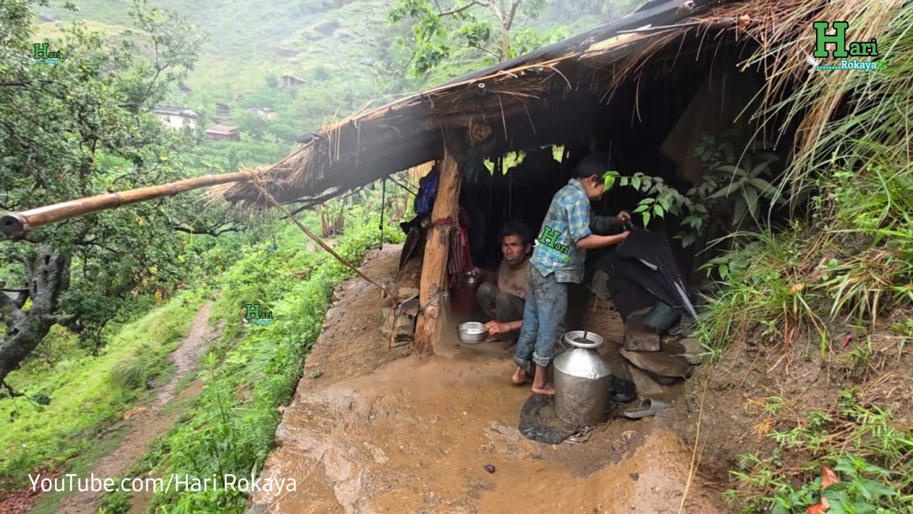 Most Relaxing Nepali Mountain Village Traditional Lifestyle | Rainy Session in Hari Rokaya Village