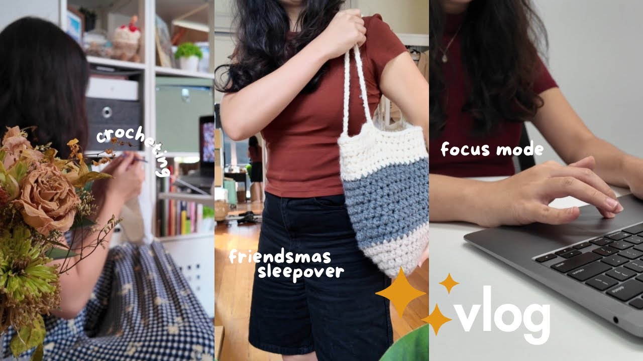 singapore vlog 🫧 office day, friendsmas🧣next crochet project