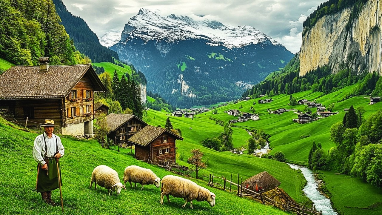 Switzerland’s Heavenly Villages: Relaxing Walk in Beautiful Swiss Countryside with Cows and Sheep