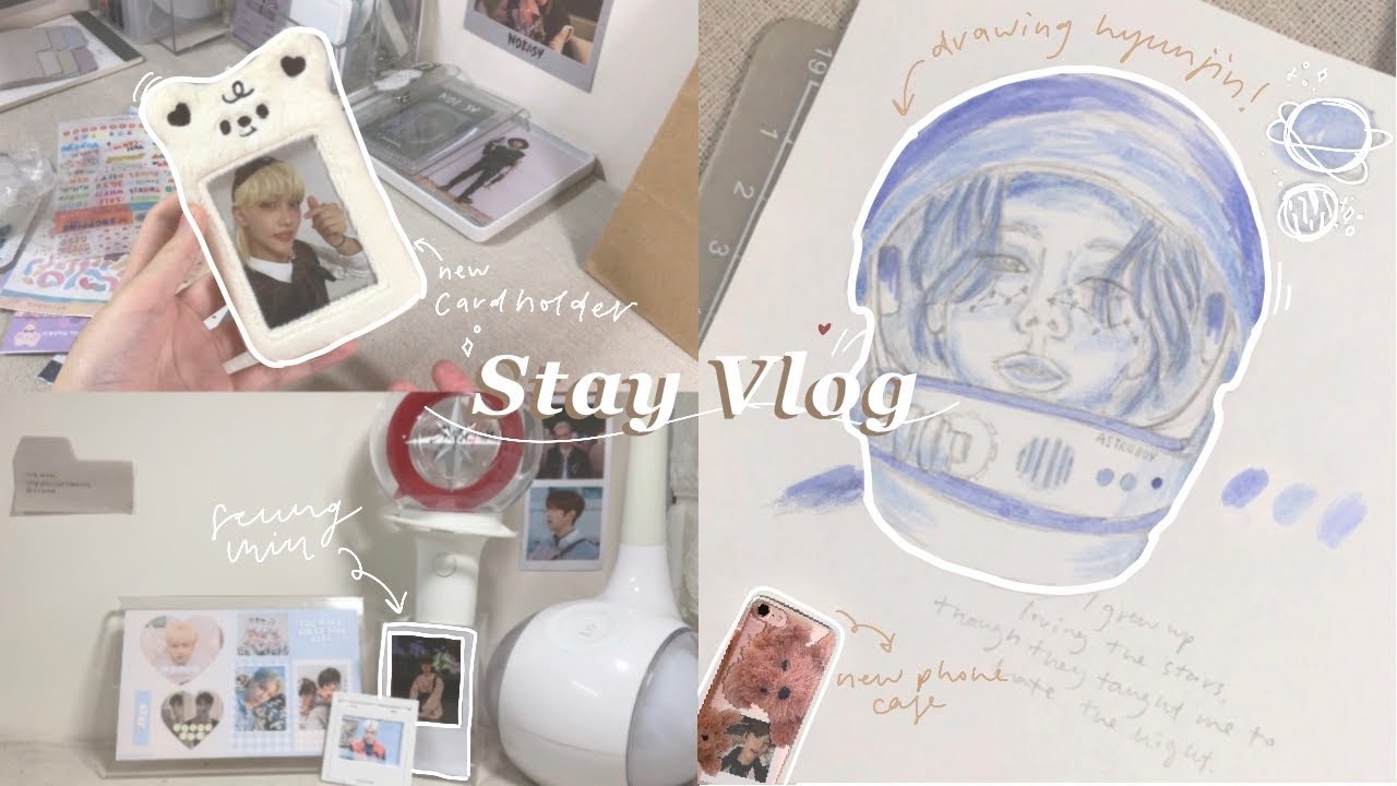 Stay Vlog #12🛒; 新卡套💌, 畫黃鉉辰🎨🥟,狗狗手機殼🐶