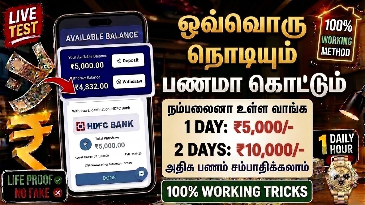🔥தினமும் ₹5,000/- ரூபாய் உறுதி🥳New Money Earning App Tamil | Earning App 2026