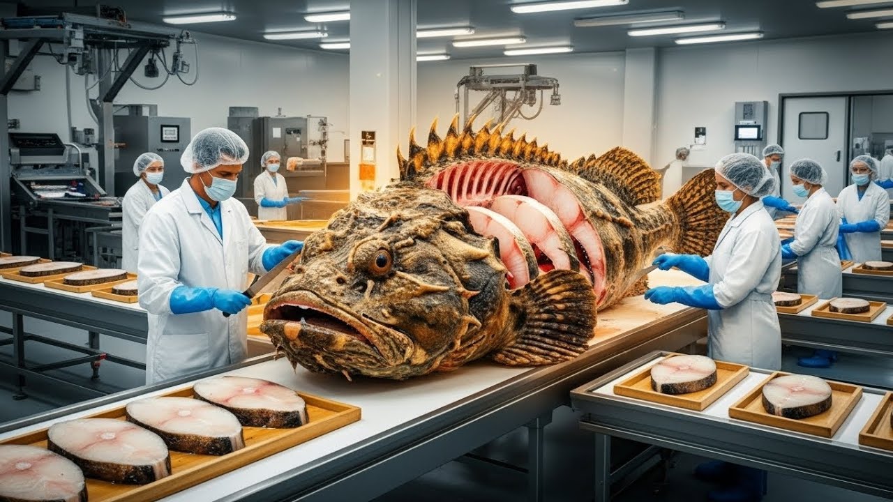 Inside the giant Stonefish Factory: From Venomous Spine to Tender Steaks (Full Process)