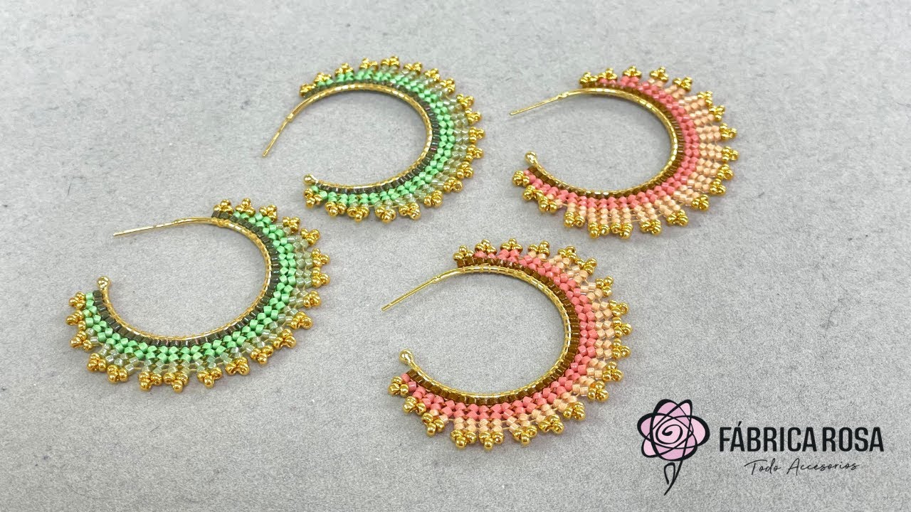 Decora aros con miyuki. Efecto espiga Video Aros youtube 1