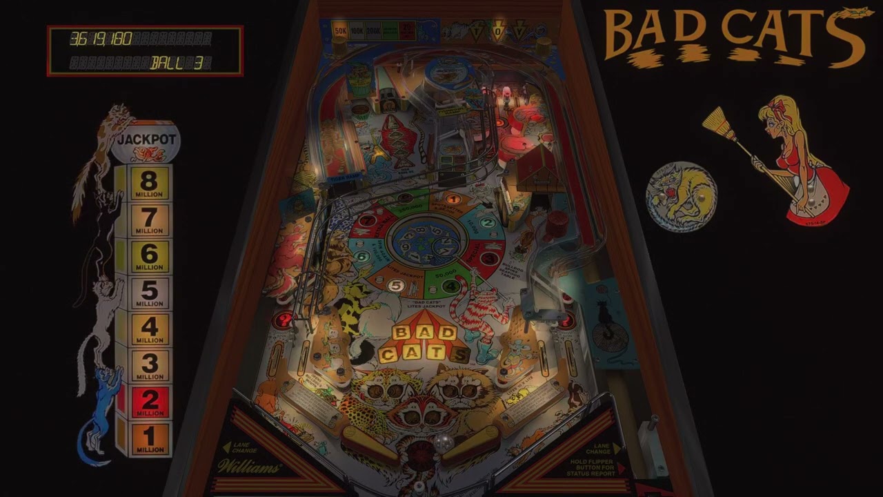 Bad Cats (Williams 1989) VPW - Visual Pinball X - 8 million jackpot!